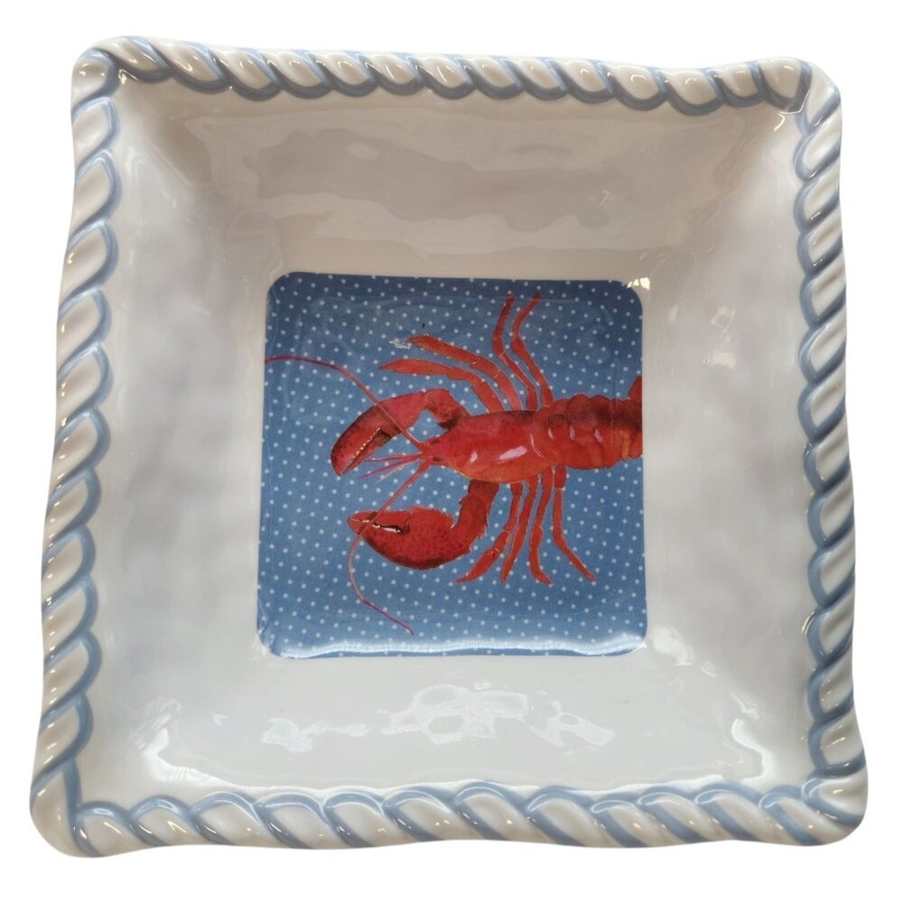 Tommy Bahama Melamine Lobster Snack Cereal Bowl Red White Blue Beachy Coastal